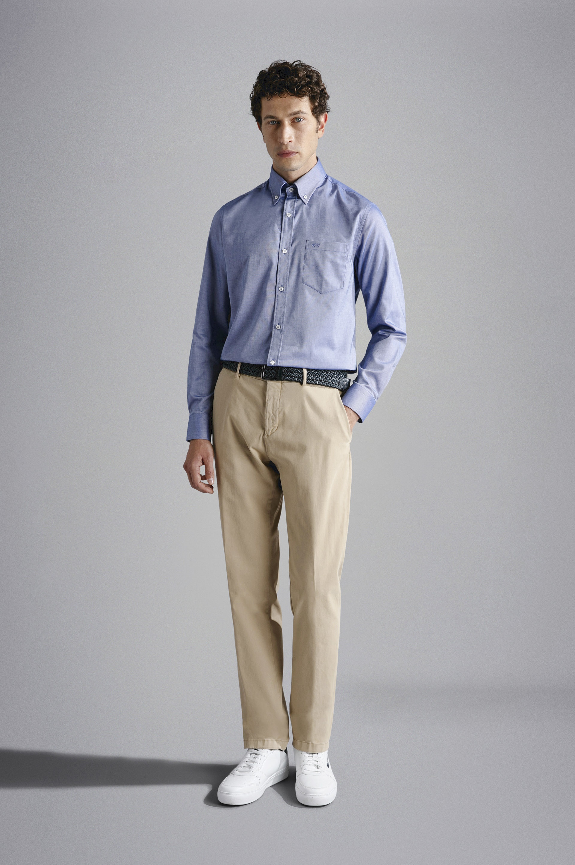 STRETCH COTTON REGULAR CHINO TROUSERS - 2