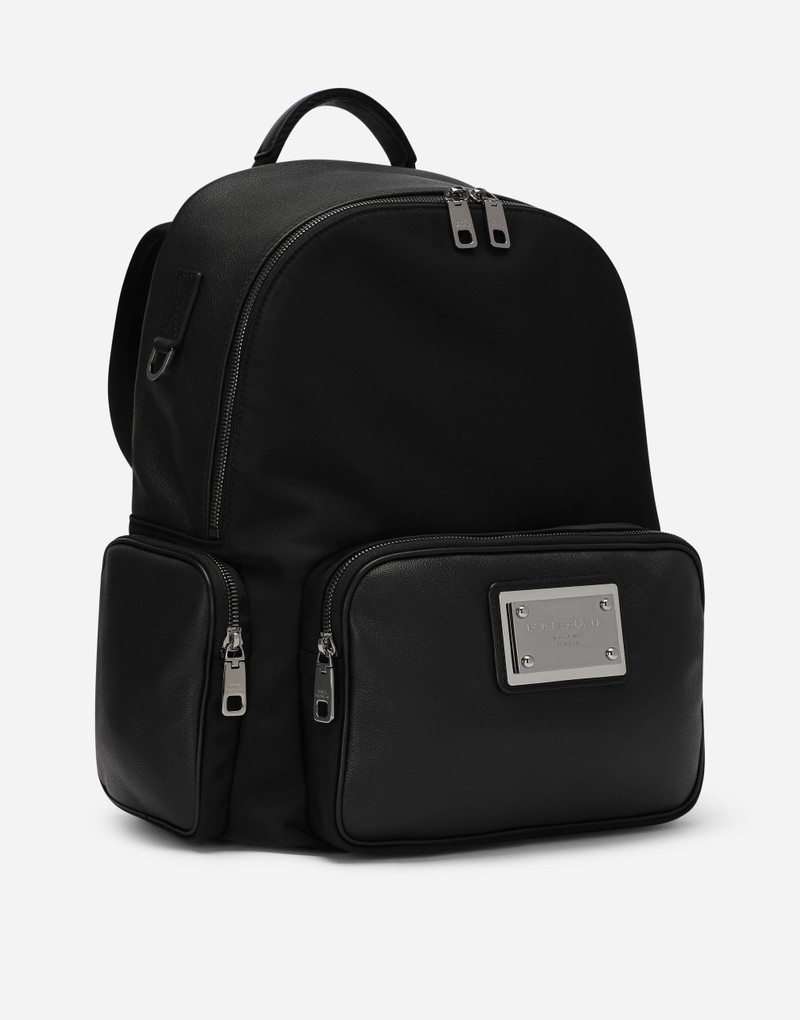 Grainy calfskin and nylon backpack 3