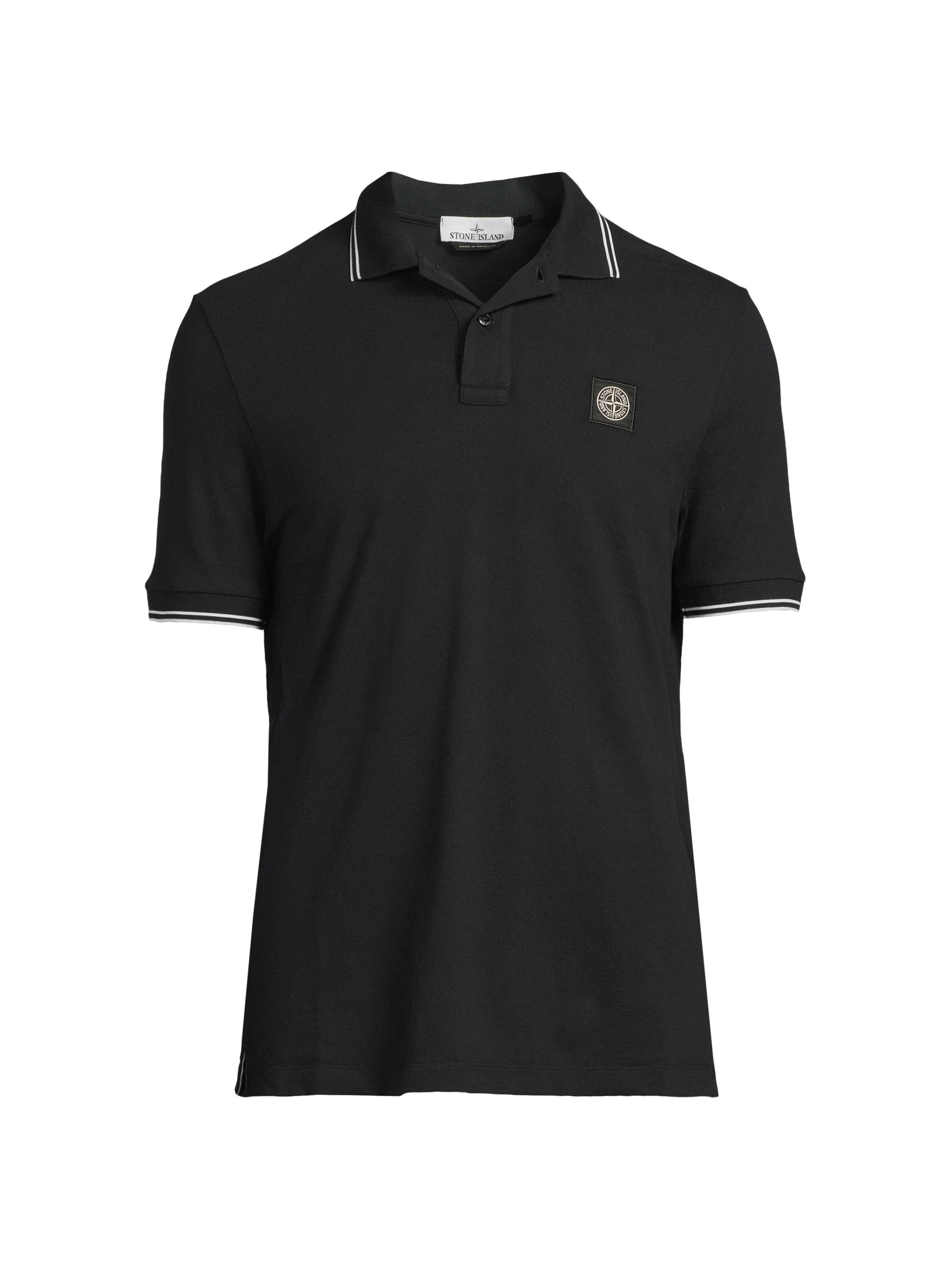 Men's Stretch-Cotton Polo Shirt - Black - 1