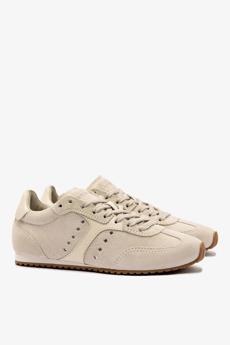 Stella Sneaker In Mushroom Grey Suede and Ivory Leather 5
