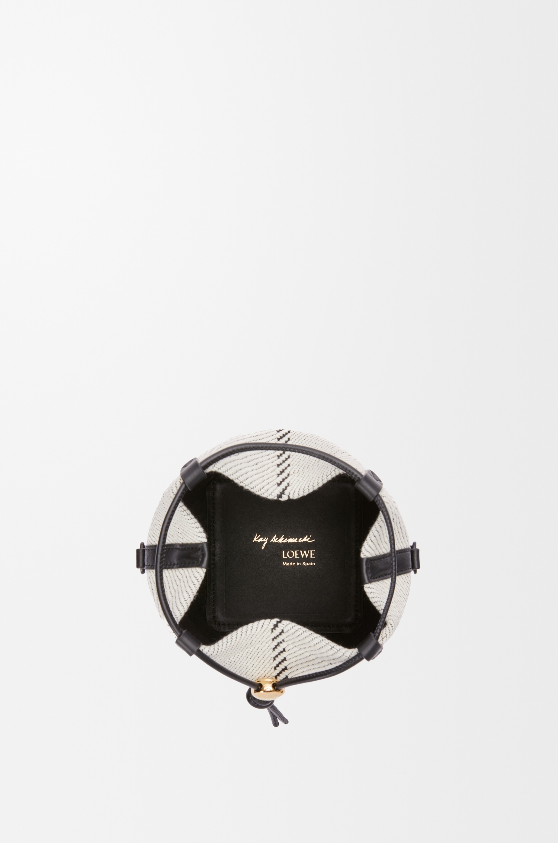 Small Treasure Bako bucket in canvas jacquard and calfskin - 5