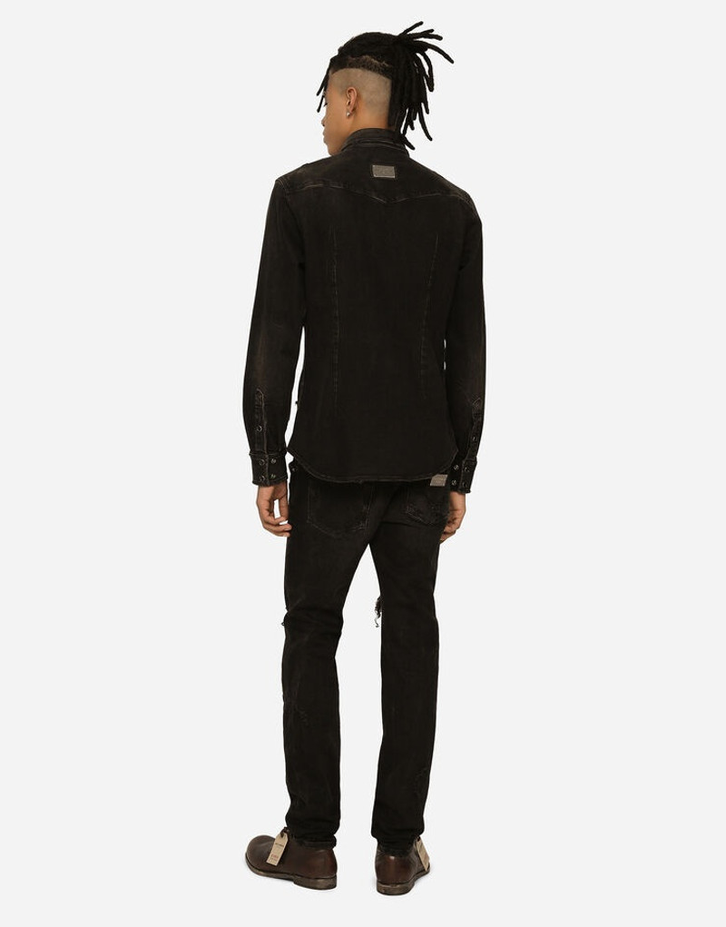 Skinny stretch denim jeans with rips 3