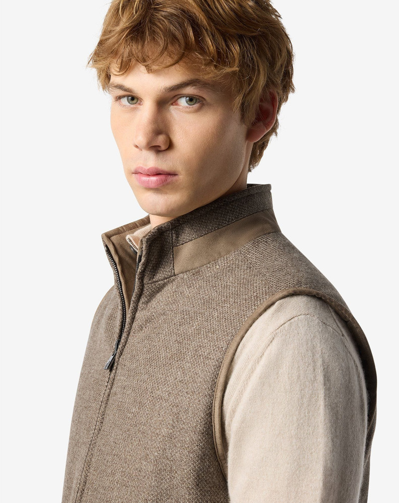 Brown micropatterned wool and cashmere waistcoat 4