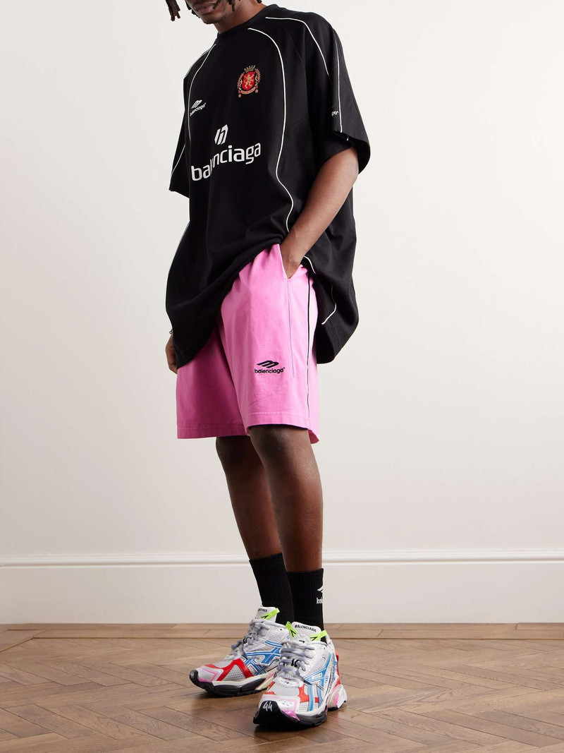 BALENCIAGA Wide-Leg Logo-Embroidered Cotton-Jersey Shorts outlook