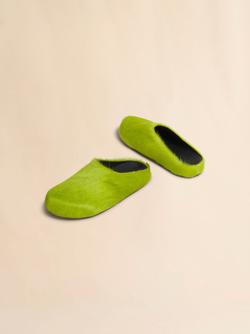 GREEN LONG HAIR CALFSKIN FUSSBETT SABOT - 5