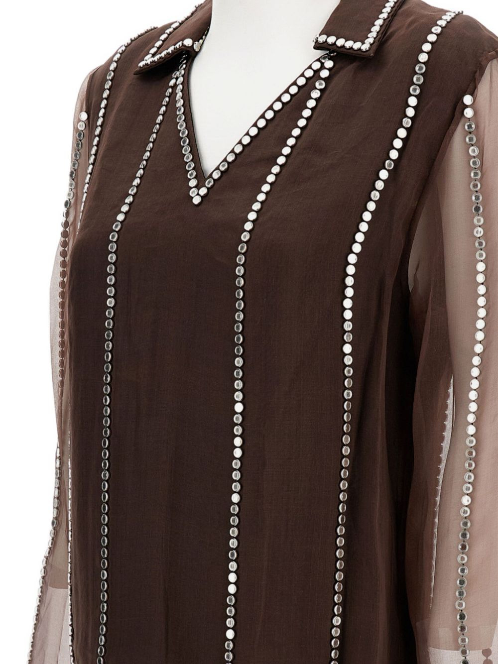 V-neck stud-embellished blouse - 3