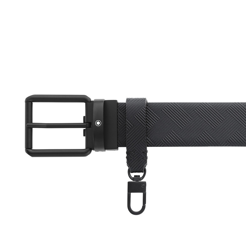 Printed black/plain black 35 mm reversible leather belt 5