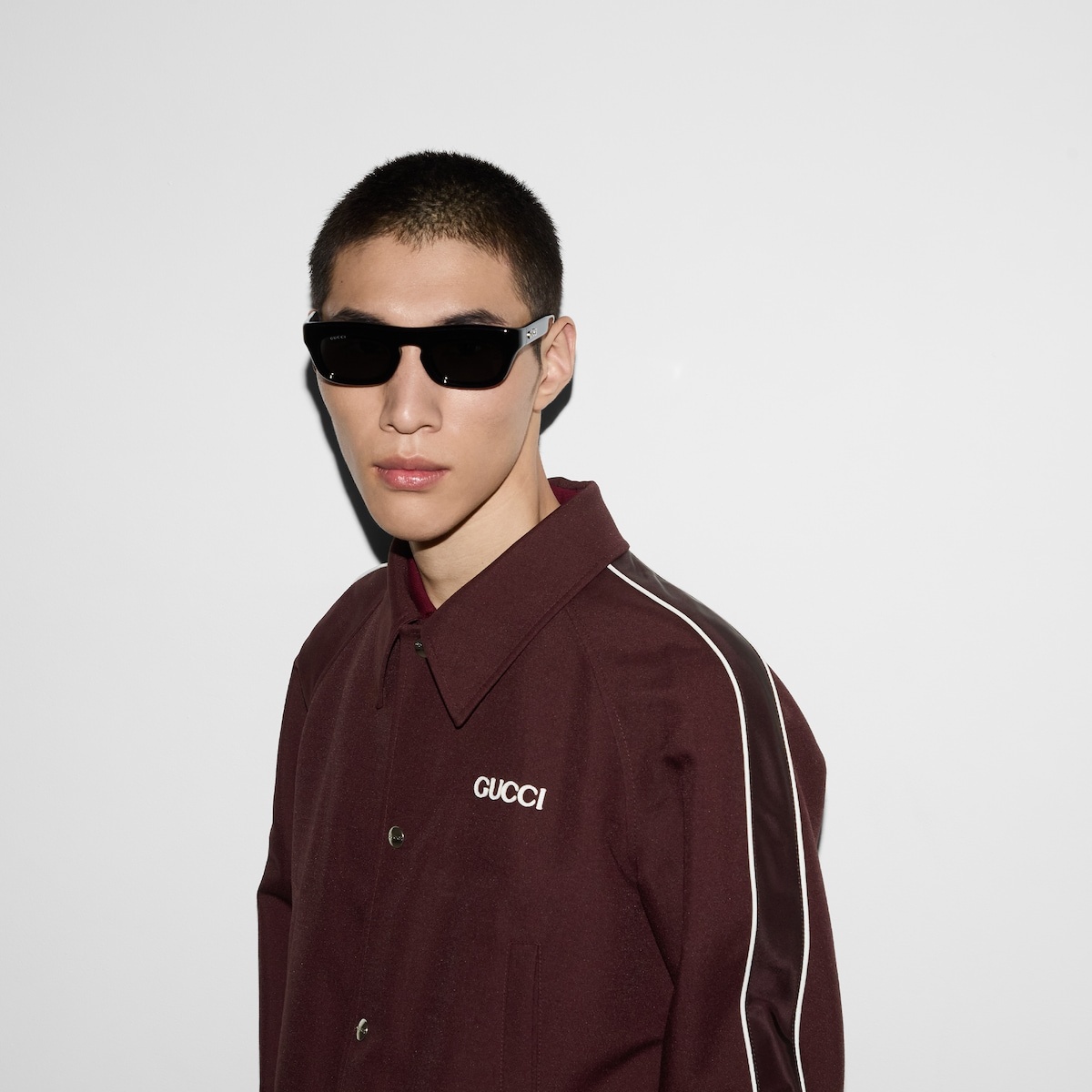 Wool jacket with logo patch - 5