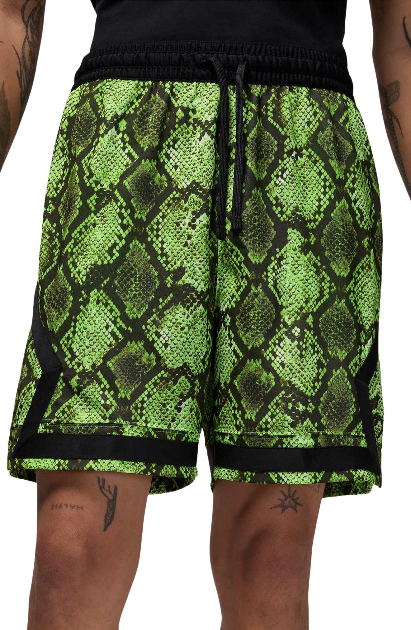 Jordan Dri-FIT Sport Diamond Mesh Shorts in Electric Green/Black at Nordstrom - 1