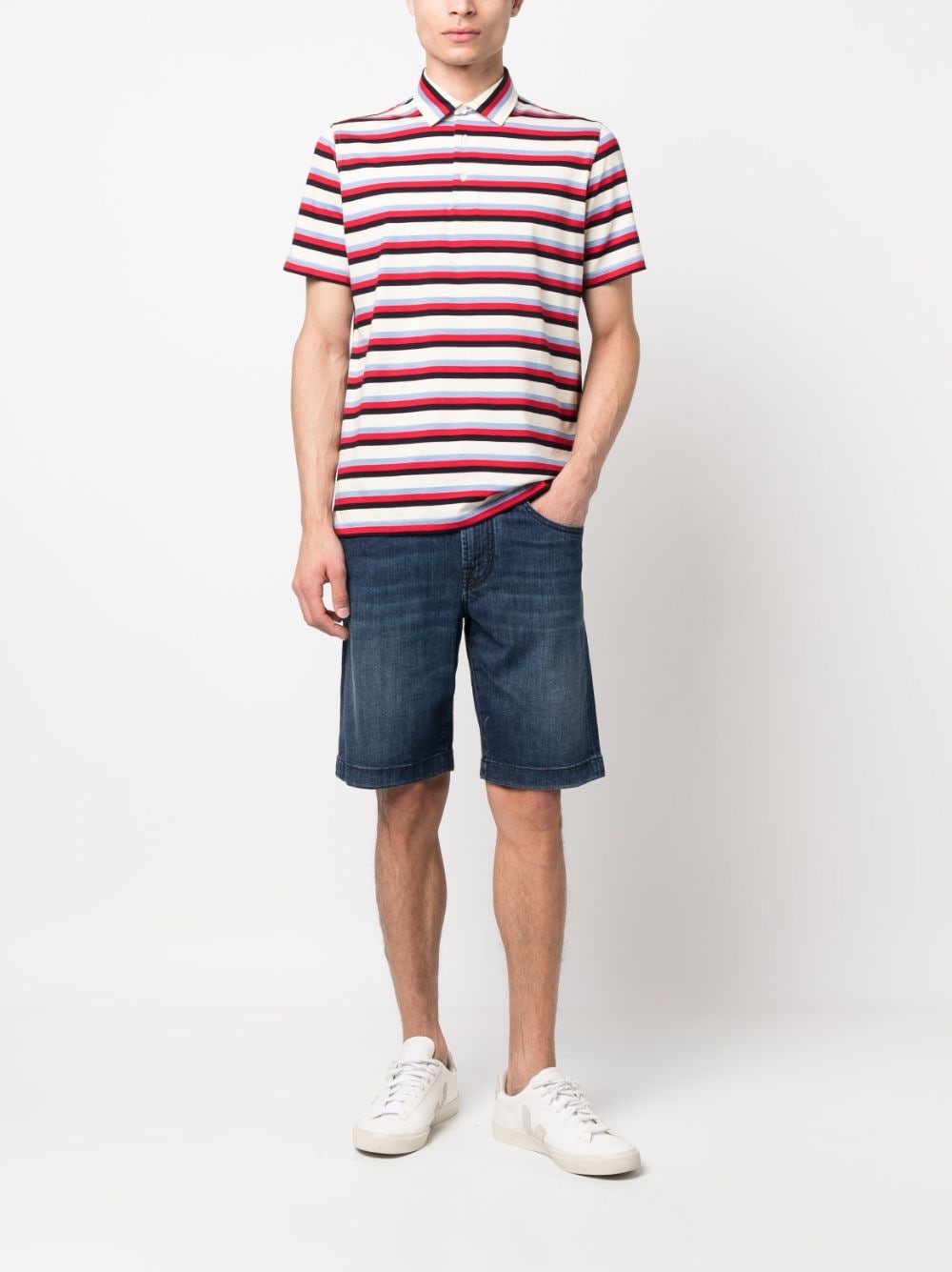 stripe-print cotton polo shirt - 2