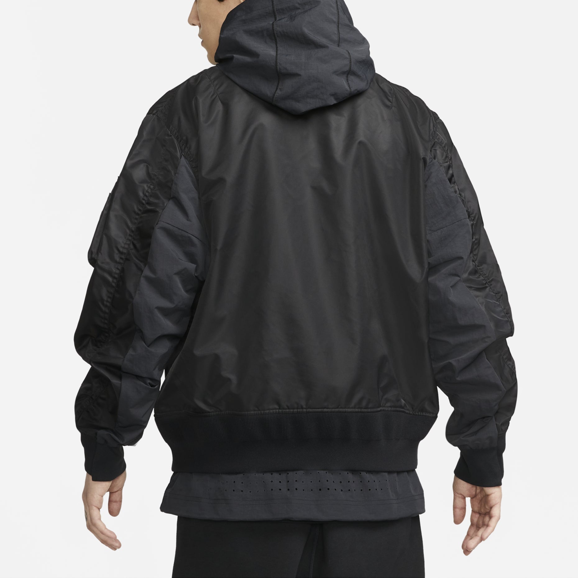 Nike x Sacai Crossover Double Layer Contrasting Colors Sports Hooded Jacket Asia Edition Black CZ469 - 5