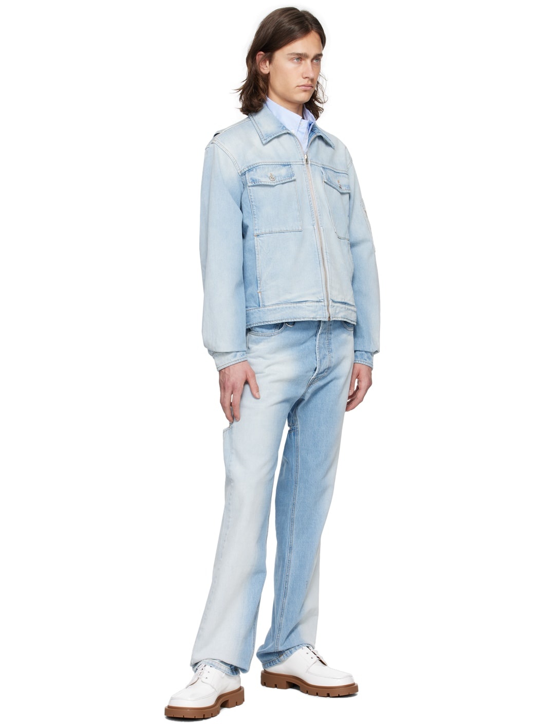 Blue Zip Denim Jacket - 4