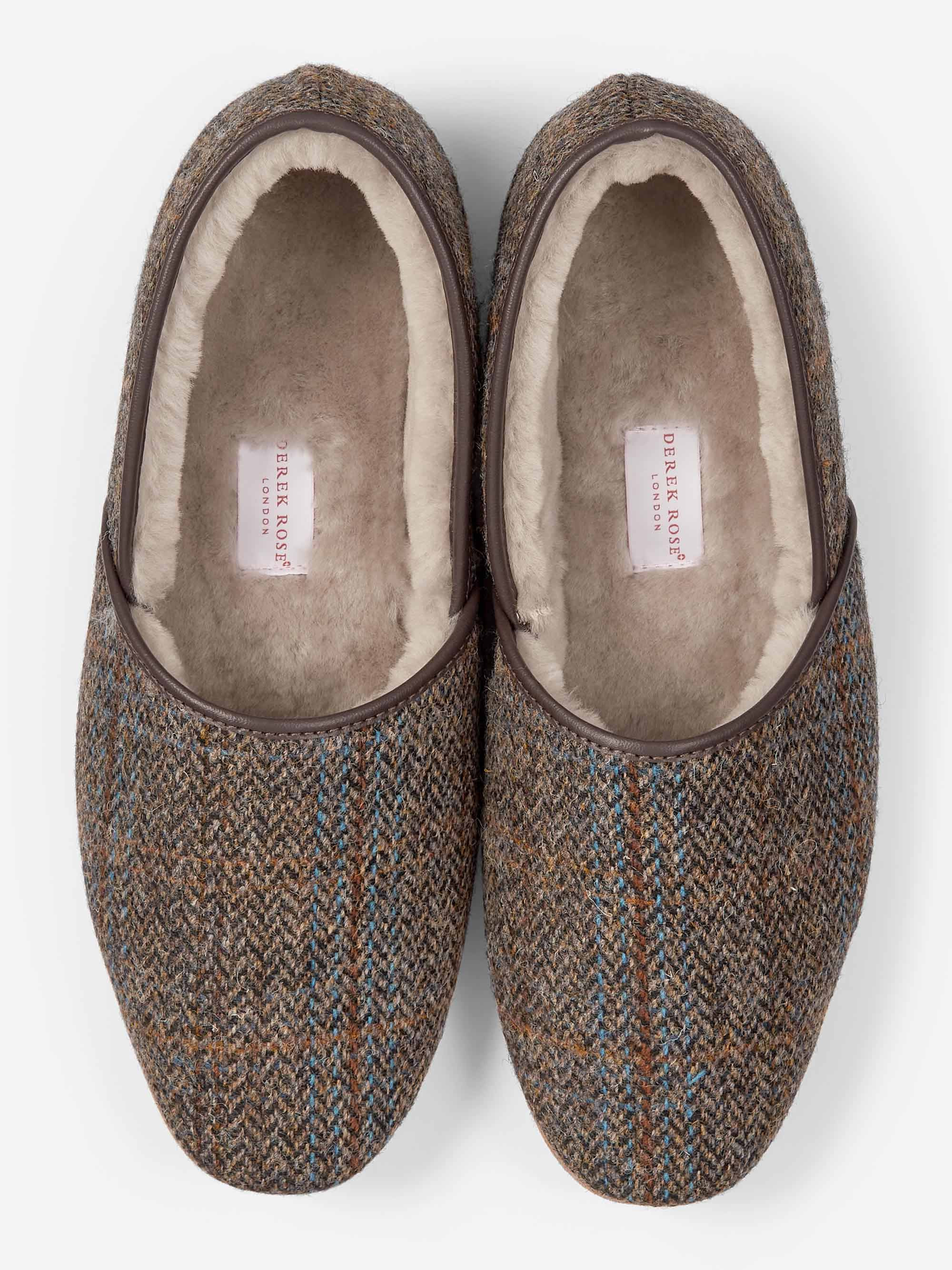 Men's Slippers Crawford 2 Harris Tweed Sheepskin Beige - 5