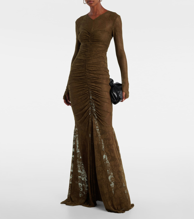 NORMA KAMALI Ruched lace gown outlook