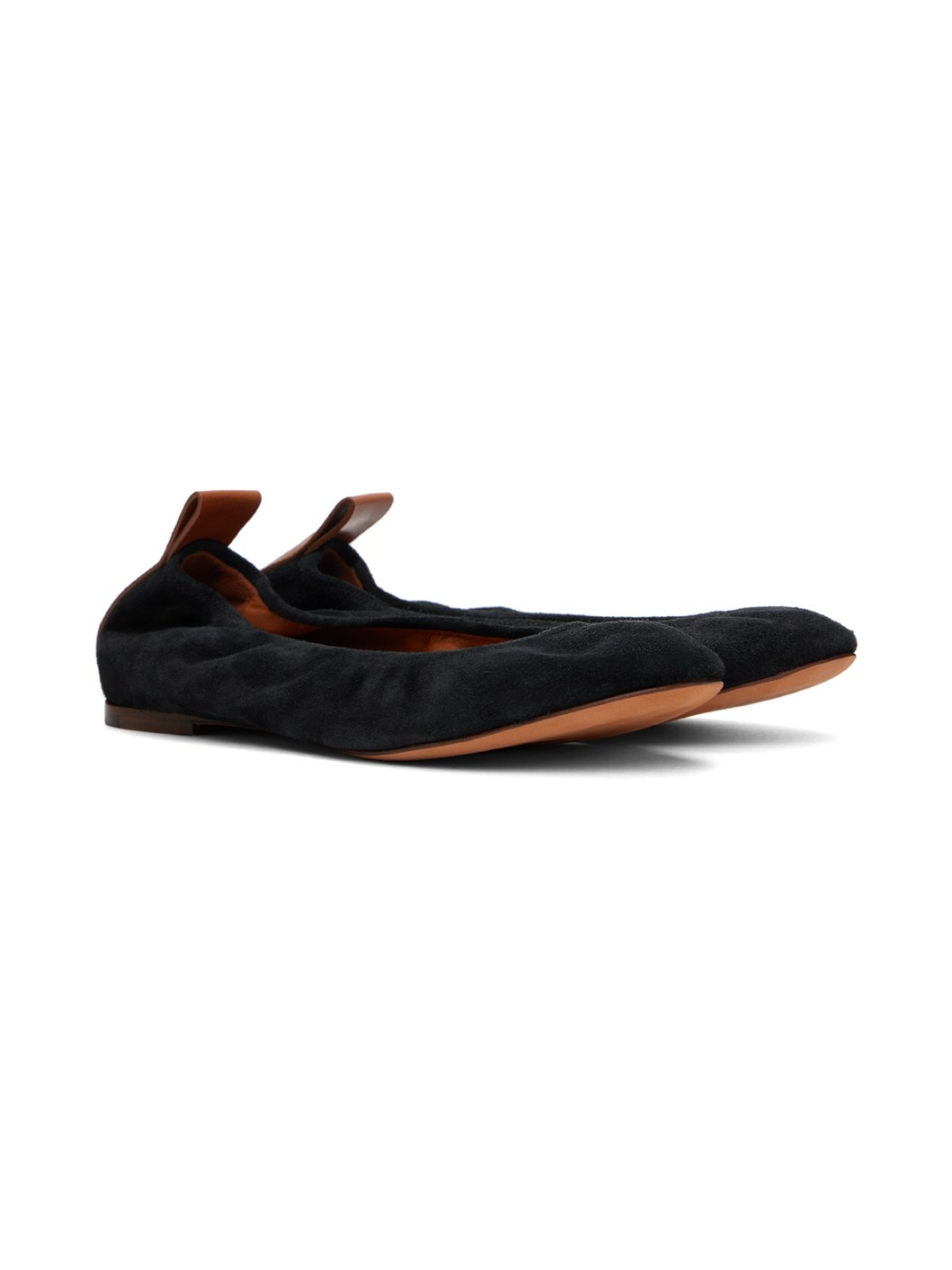 Black Suede Ballerina Flats - 4
