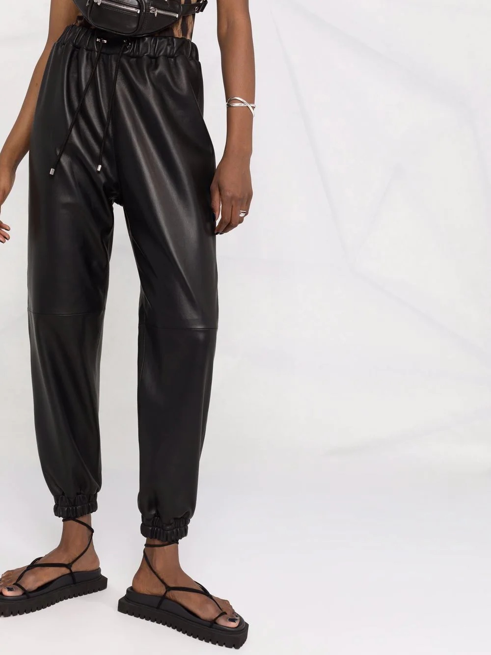 leather tapered trousers - 3