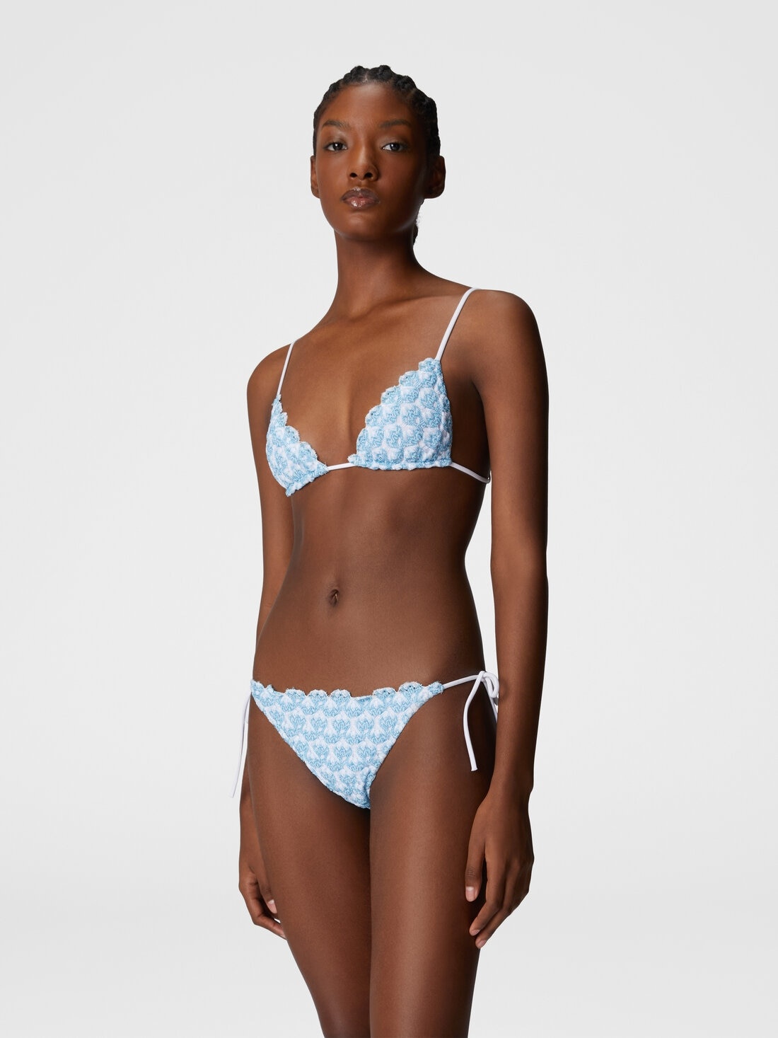 Lace triangle bikini with lamé - 2