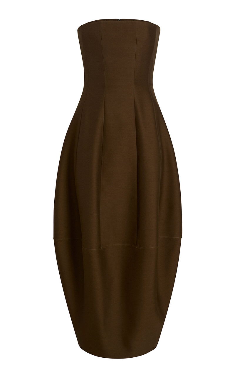 Stela Silk Blend Maxi Dress olive 1