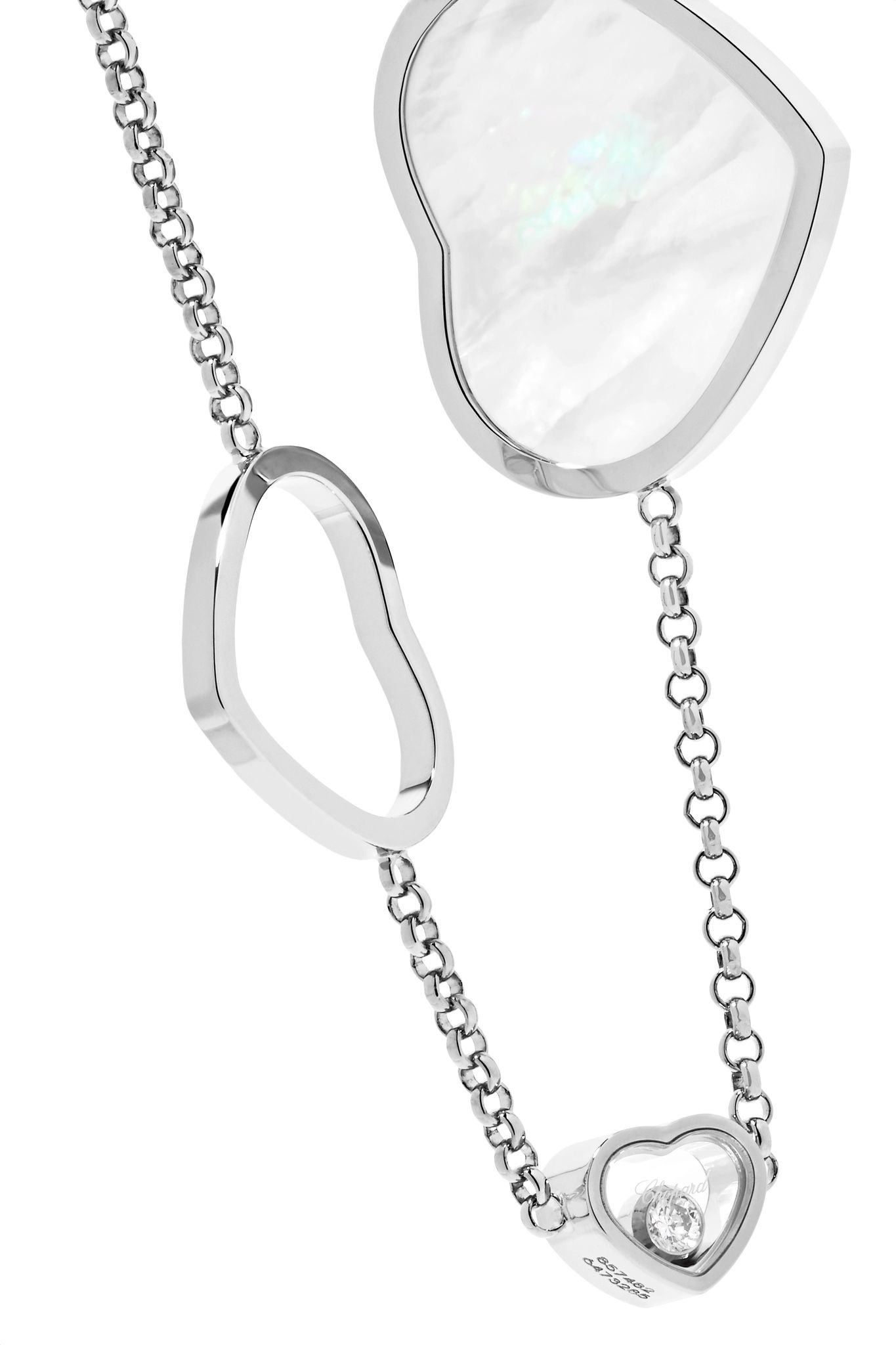 Happy Hearts 18-karat white gold, diamond and mother-of-pearl bracelet  - 4