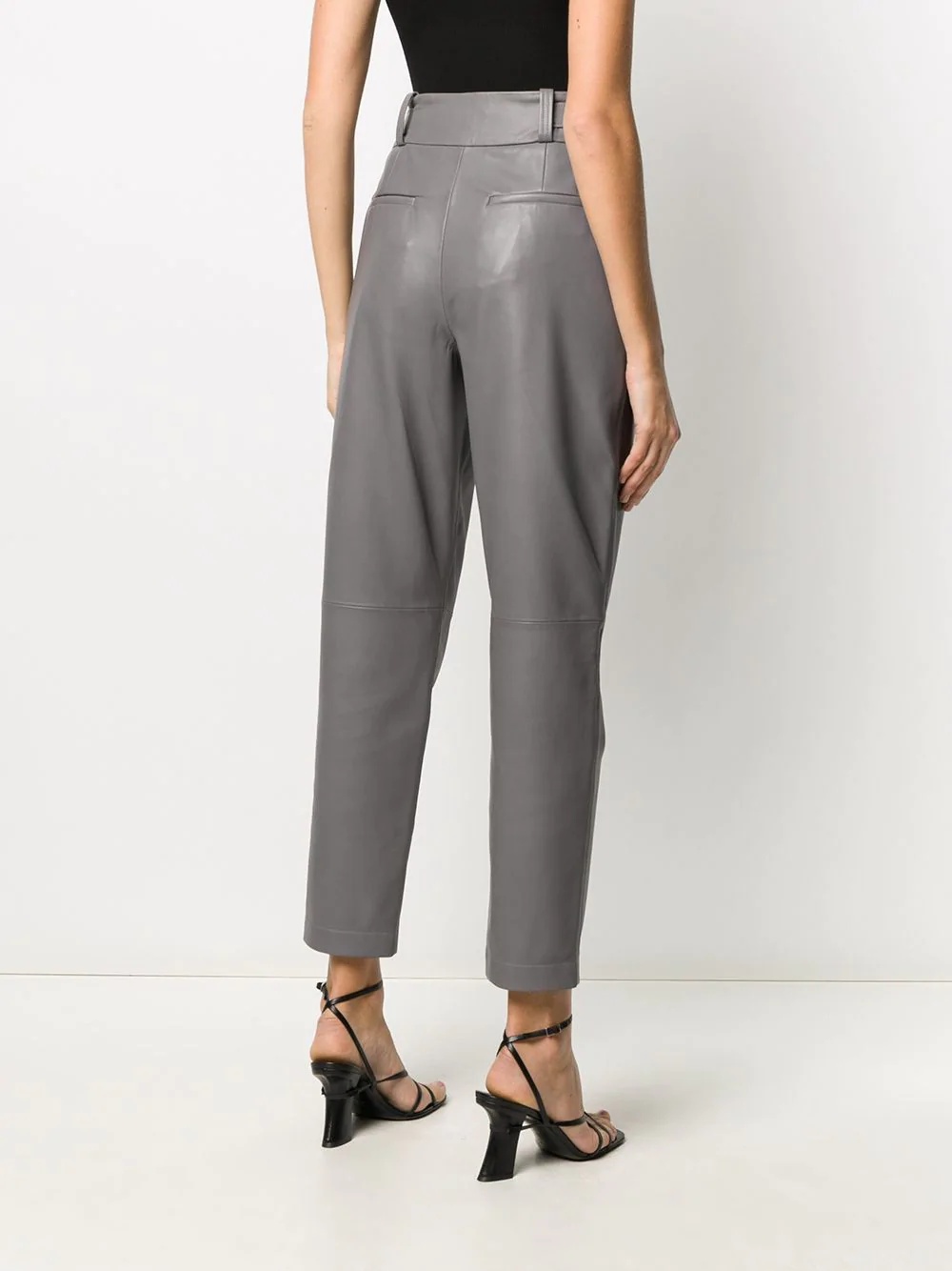 high-waisted leather trousers - 4