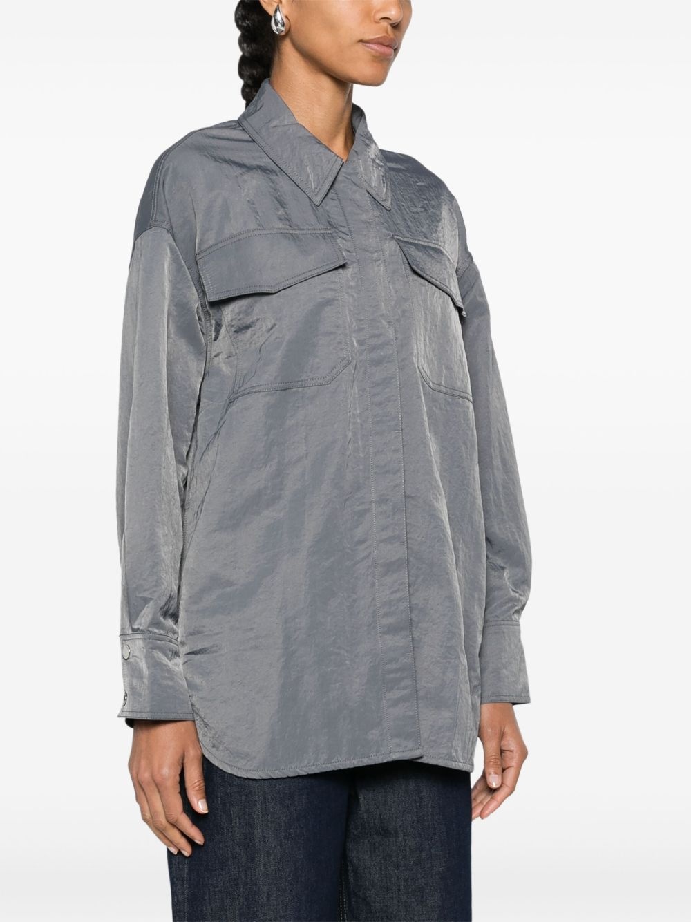 Gira press-stud crinkled shirt - 3