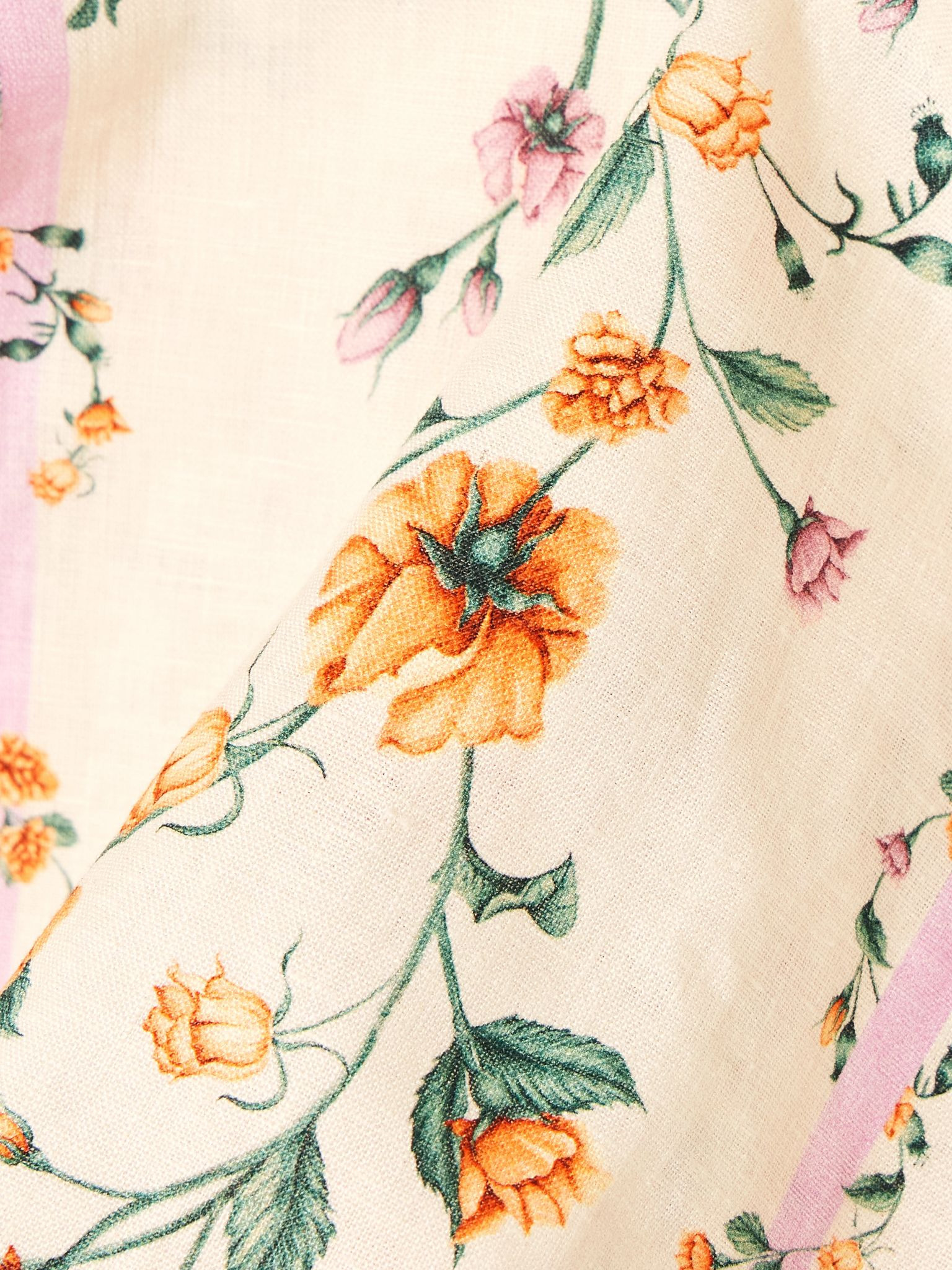 Luciana Chinesis cropped floral-print linen top Cream - 4