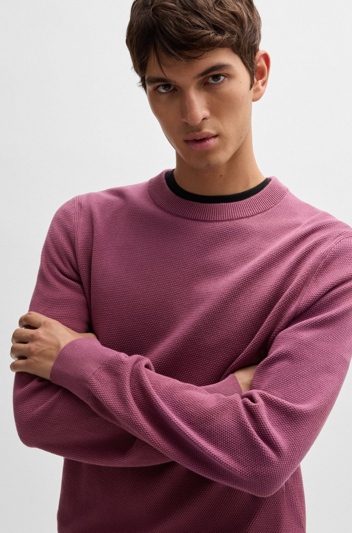 MICRO-STRUCTURED SWEATER IN COTTON - 3