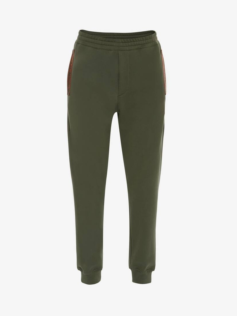 Selvedge Logo Tape Detail Joggers in Khaki - 1
