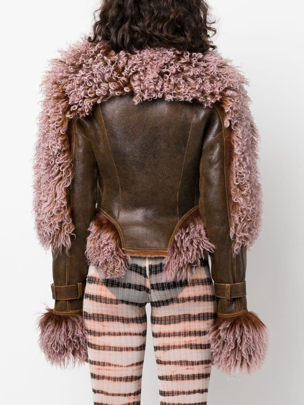 x KNWLS shearling-trim leather jacket - 4
