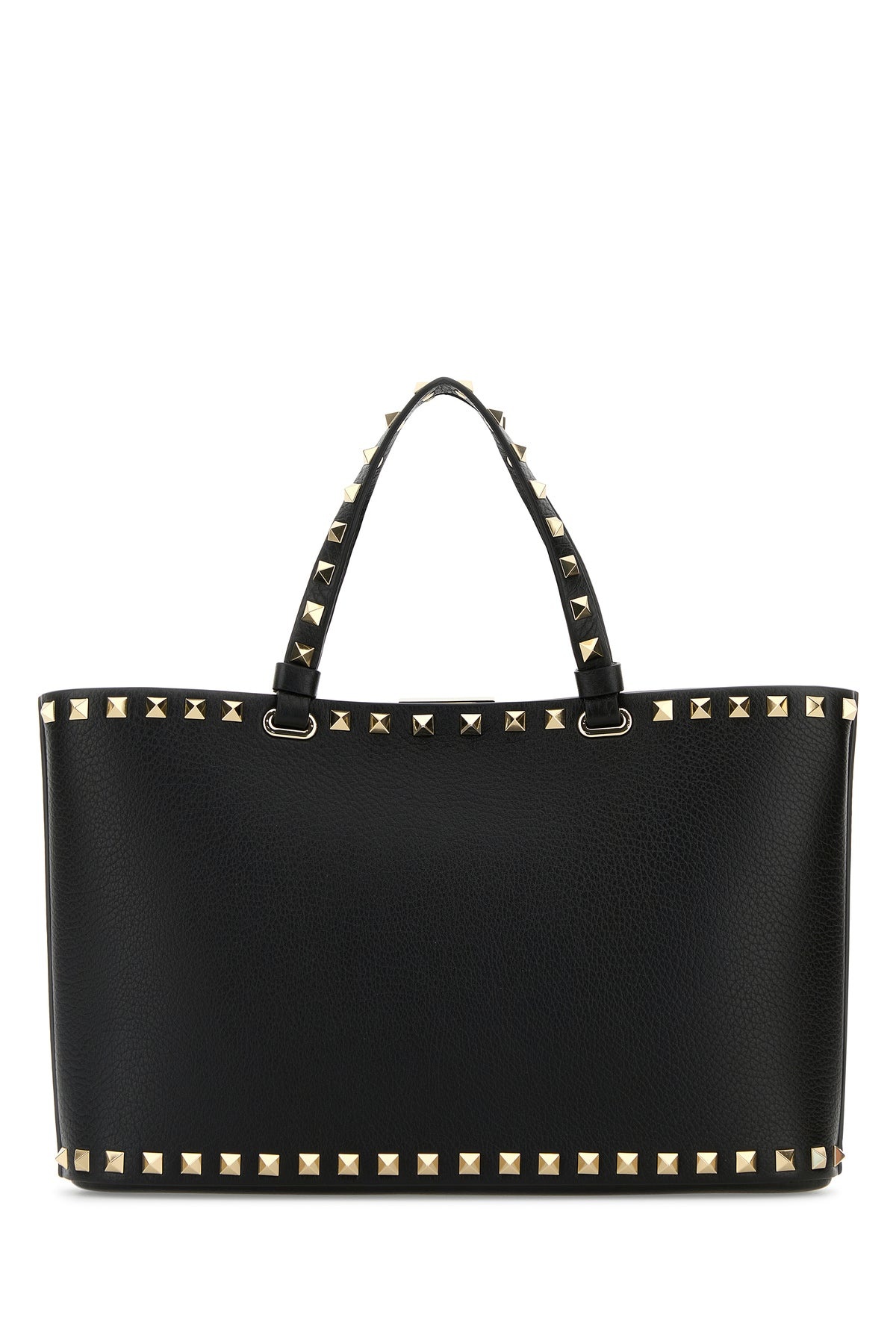 Black leather Rockstud handbag - 3