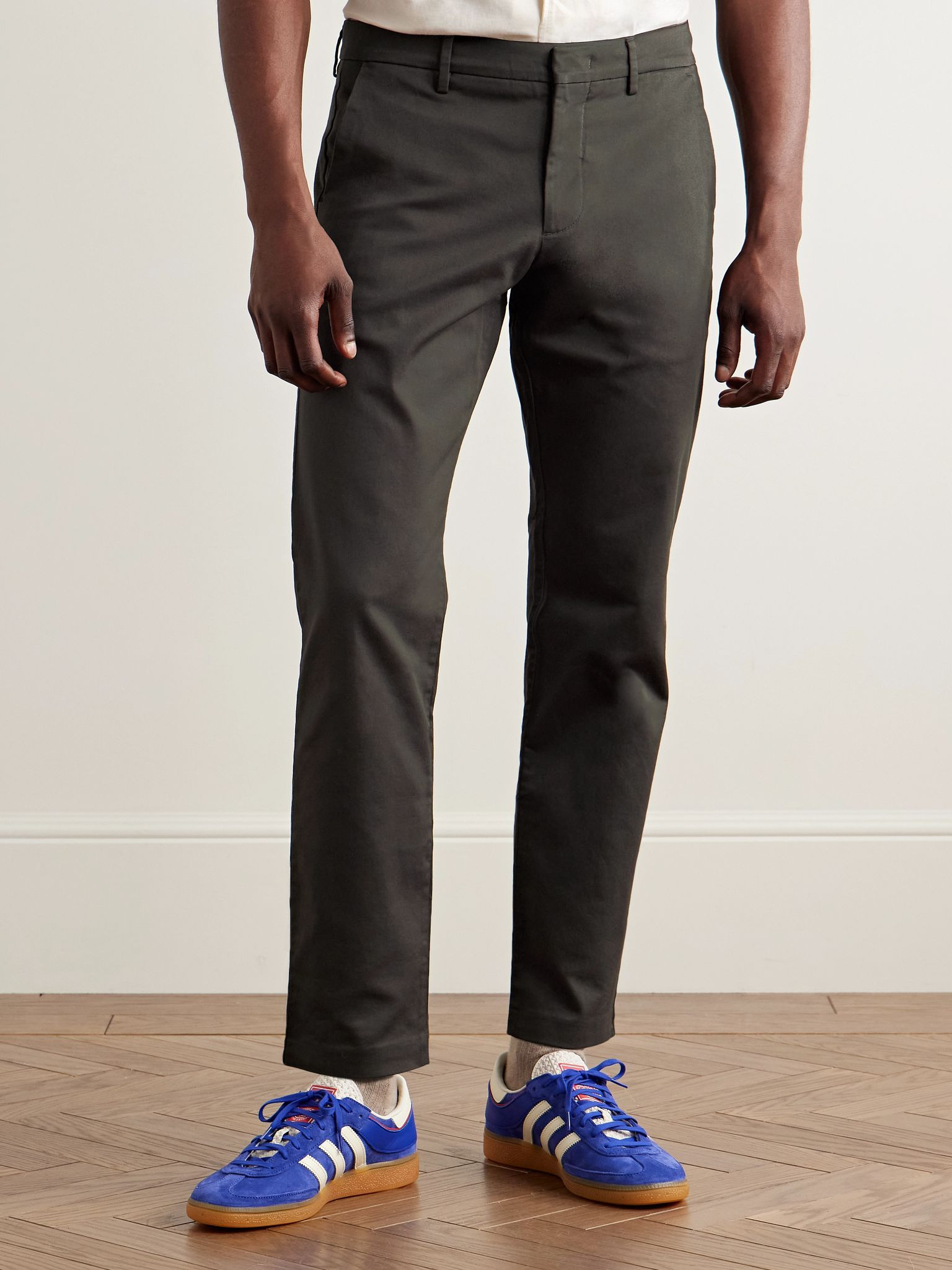 Theo 1420 Tapered Organic Cotton-Blend Twill Chinos Army green - 3