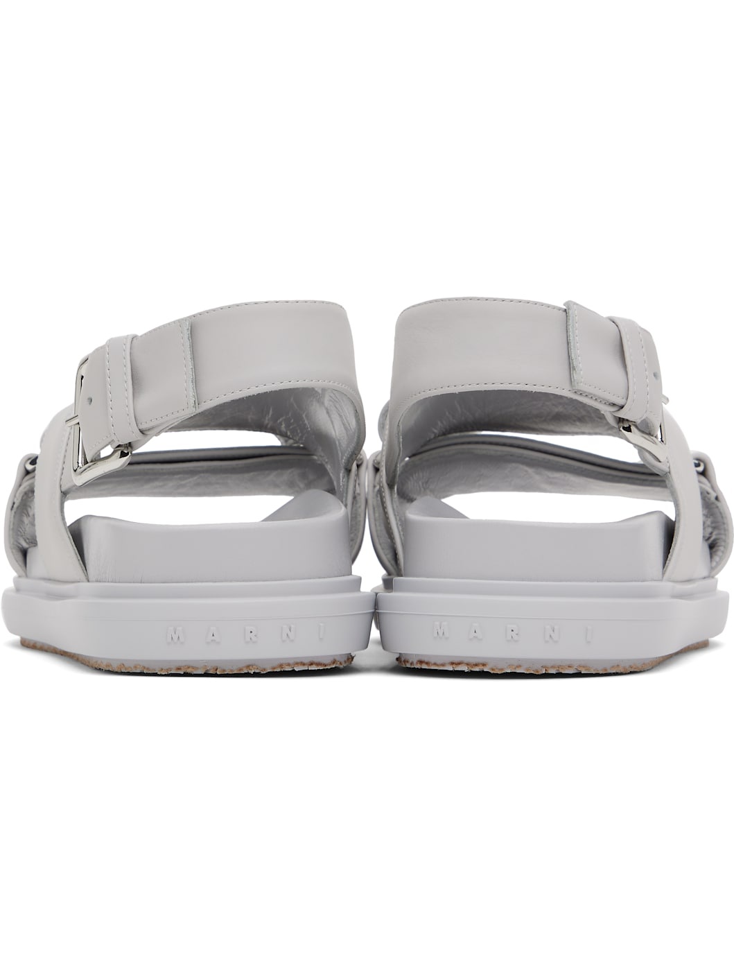 Gray Leather Fussbett Sandals - 2