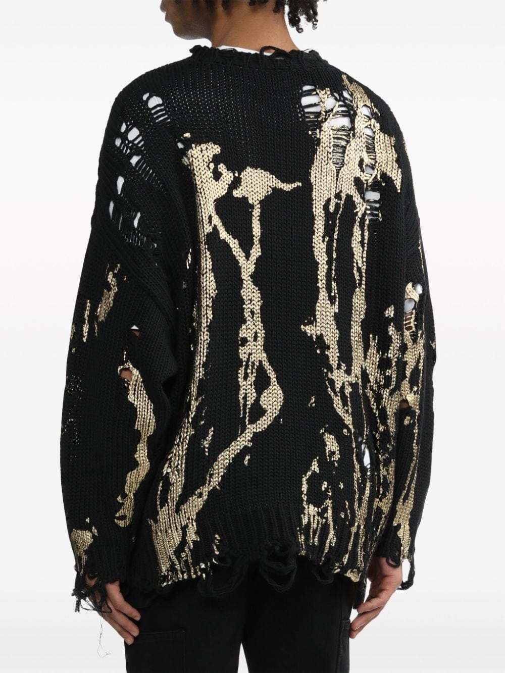 painterly-print distressed jumper - 4
