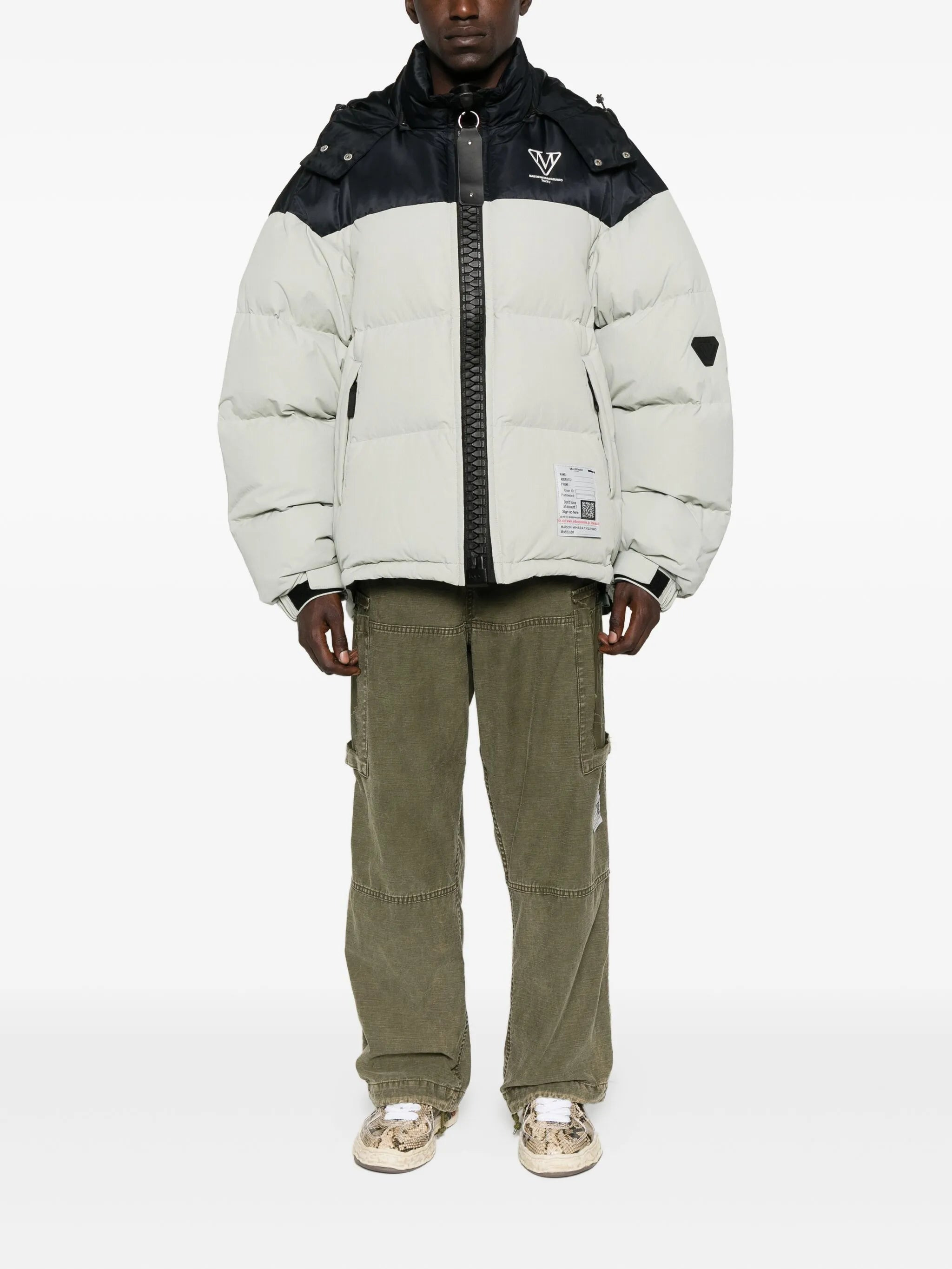 colour-blocked padded coat - 2