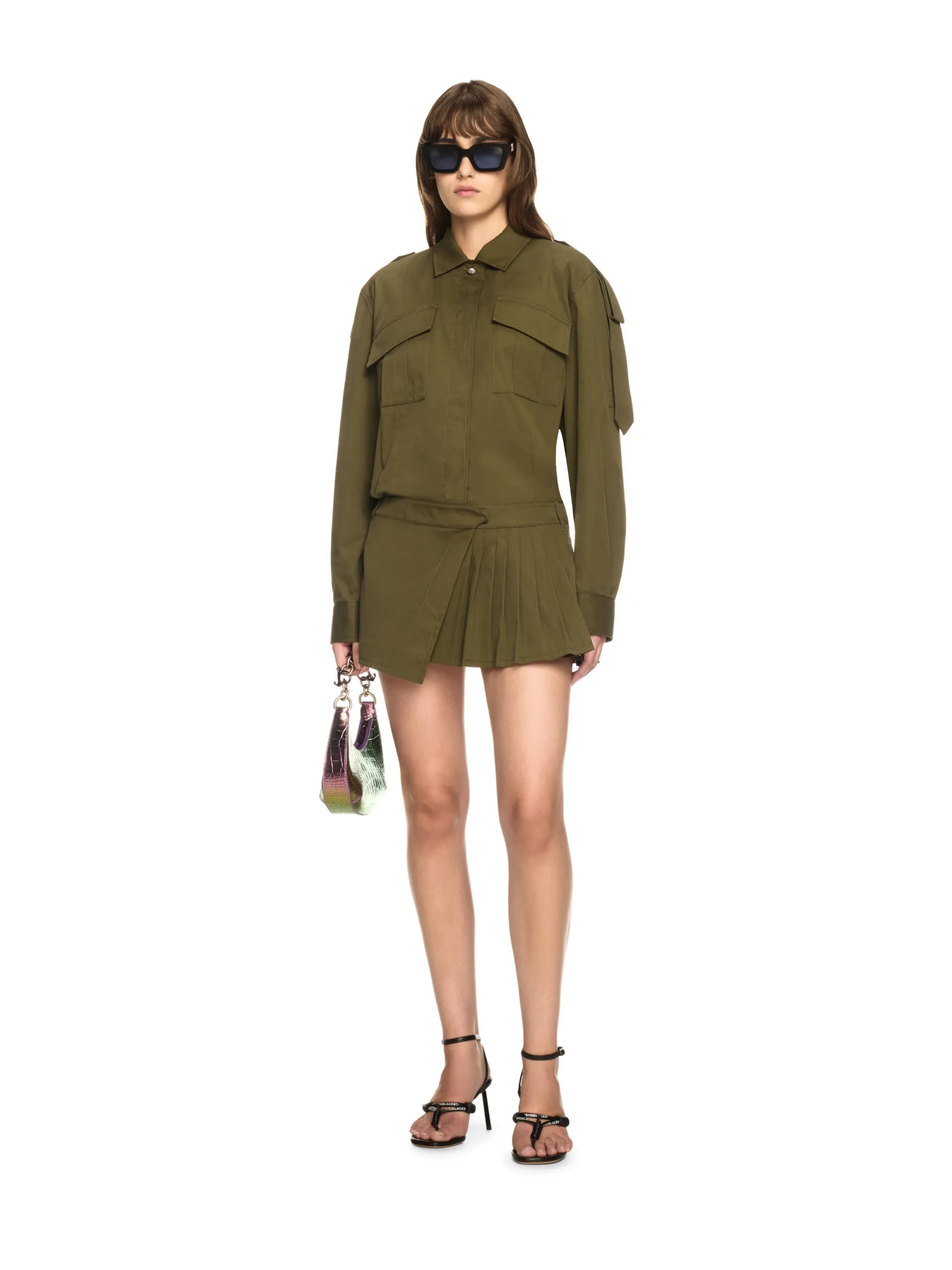 【送料&関税込】Off-White savana Green Cotton Dress Off-White Green Savana Cotton Mini Dress | REVERSIBLE