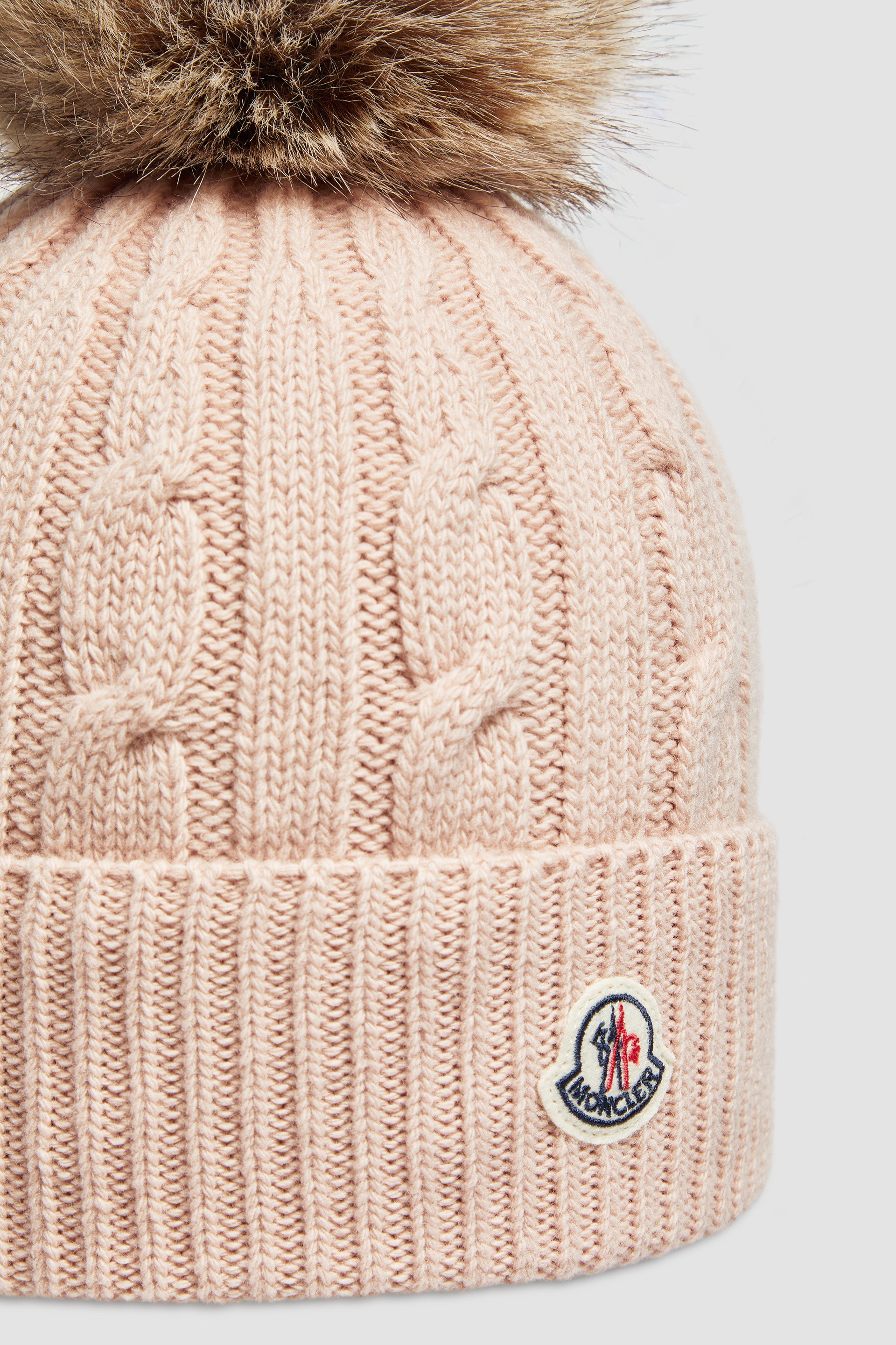 Wool & Cashmere Beanie with Faux Fur Pom Pom - 3
