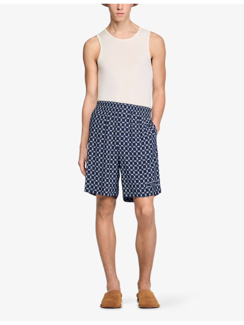 Sandro Graphic-Print Elasticated-Waist Woven Shorts outlook