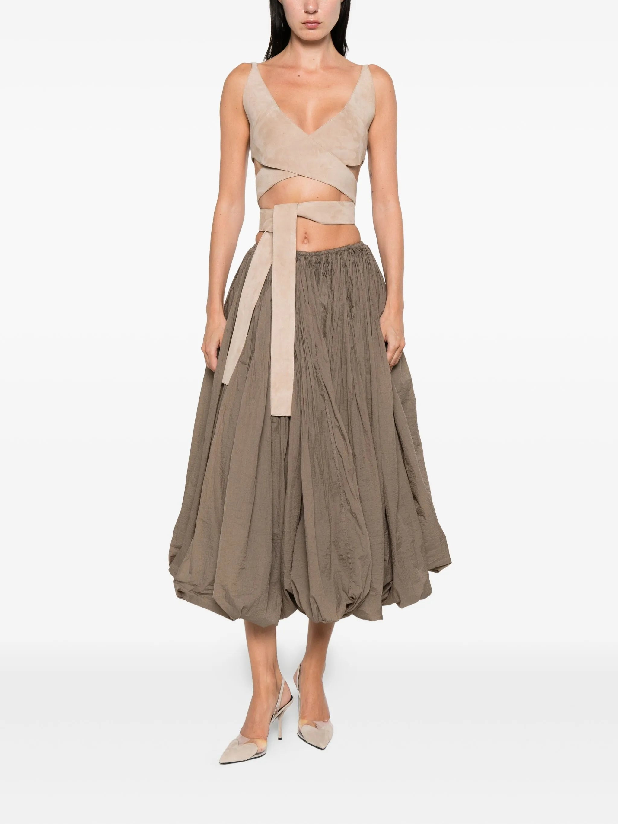 wrap striped cropped top - 2
