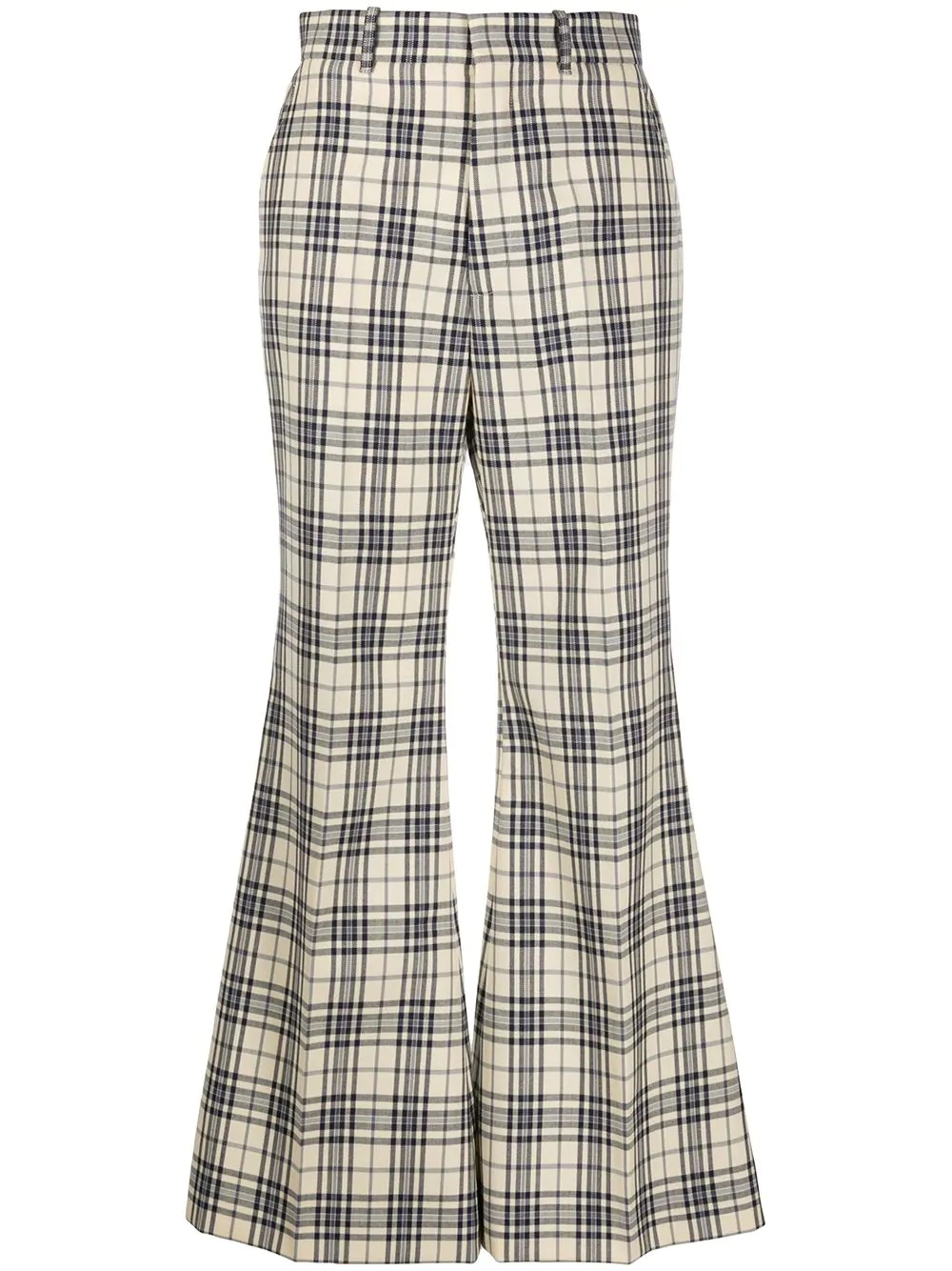 tweed check flared trousers - 1