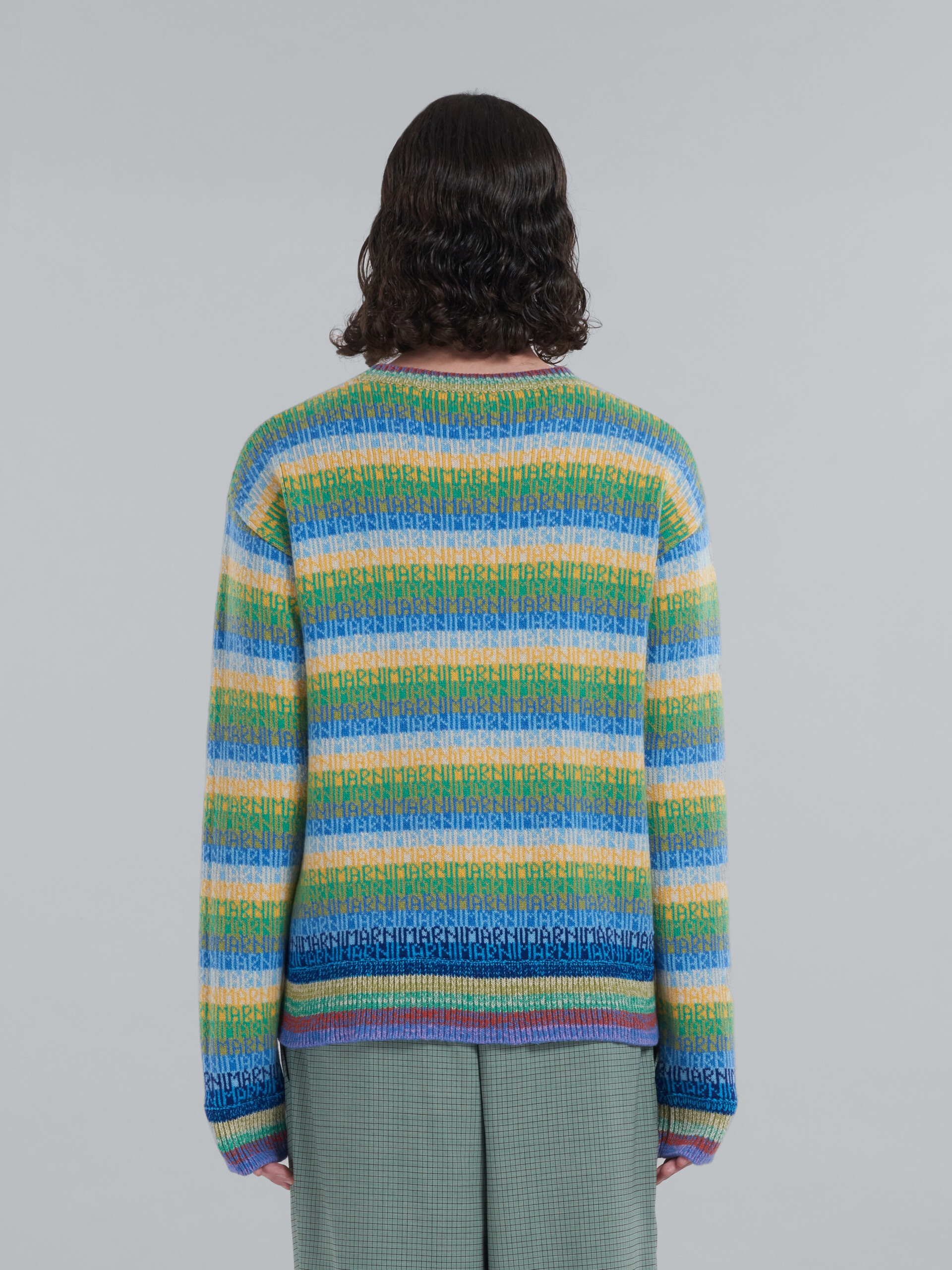 WOOL TOP WITH MULTICOLOUR STRIPES AND JACQUARD LOGO - 3