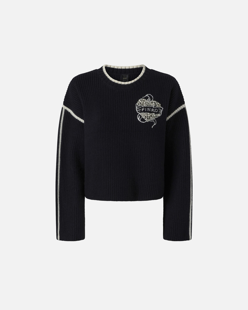ROUND-NECK SWEATER WITH BEJEWELLED EMBROIDERY 1