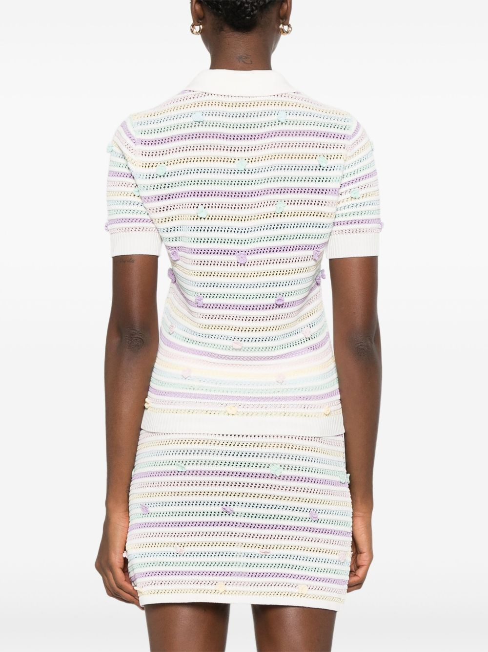 striped crochet polo shirt - 4