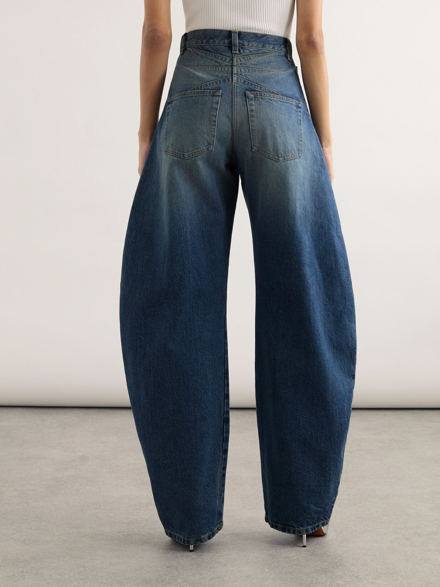 High-rise barrel-leg jeans Blue - 4