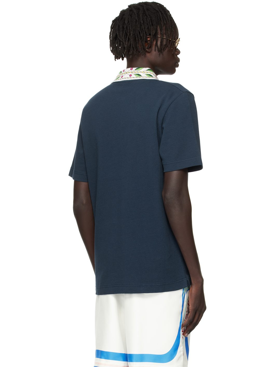 Navy Classic Laurel Pique Polo - 3