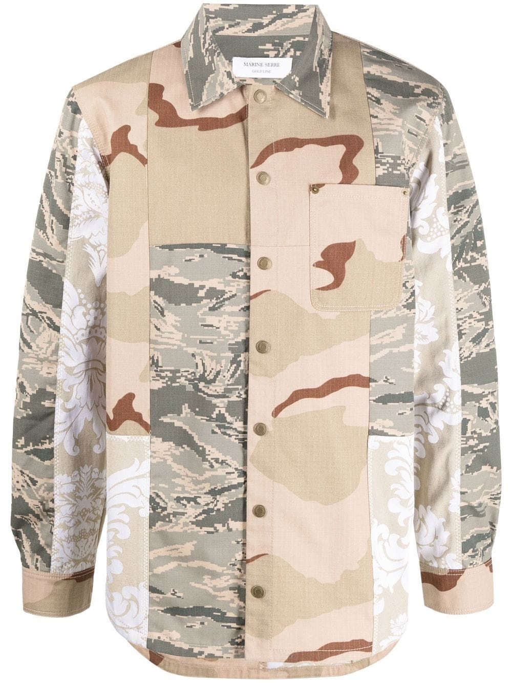 camouflage-print panelled shirt jacket - 1
