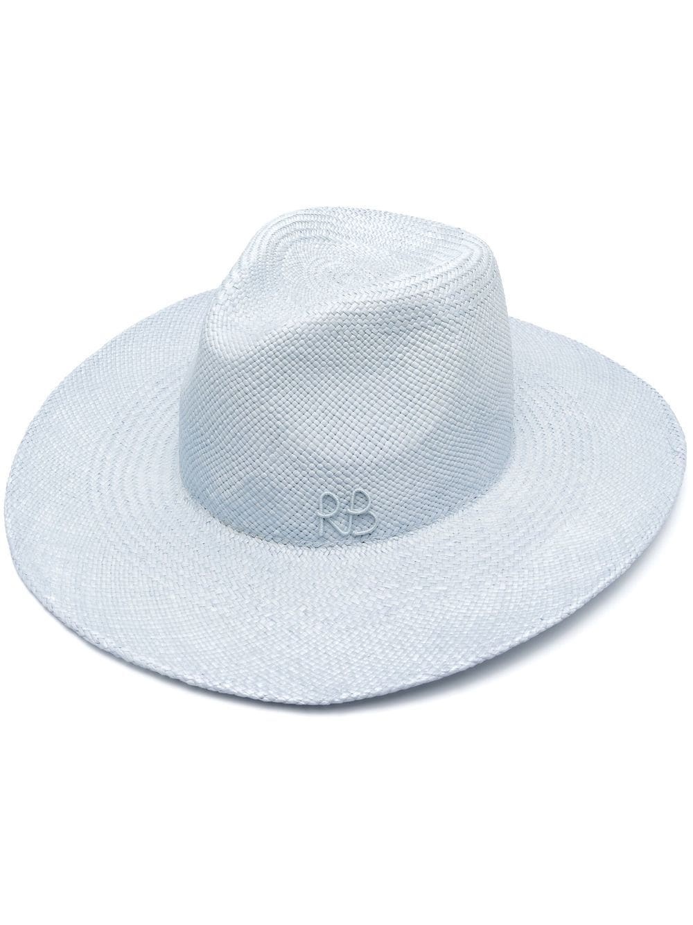 woven-wicker logo sun hat - 1