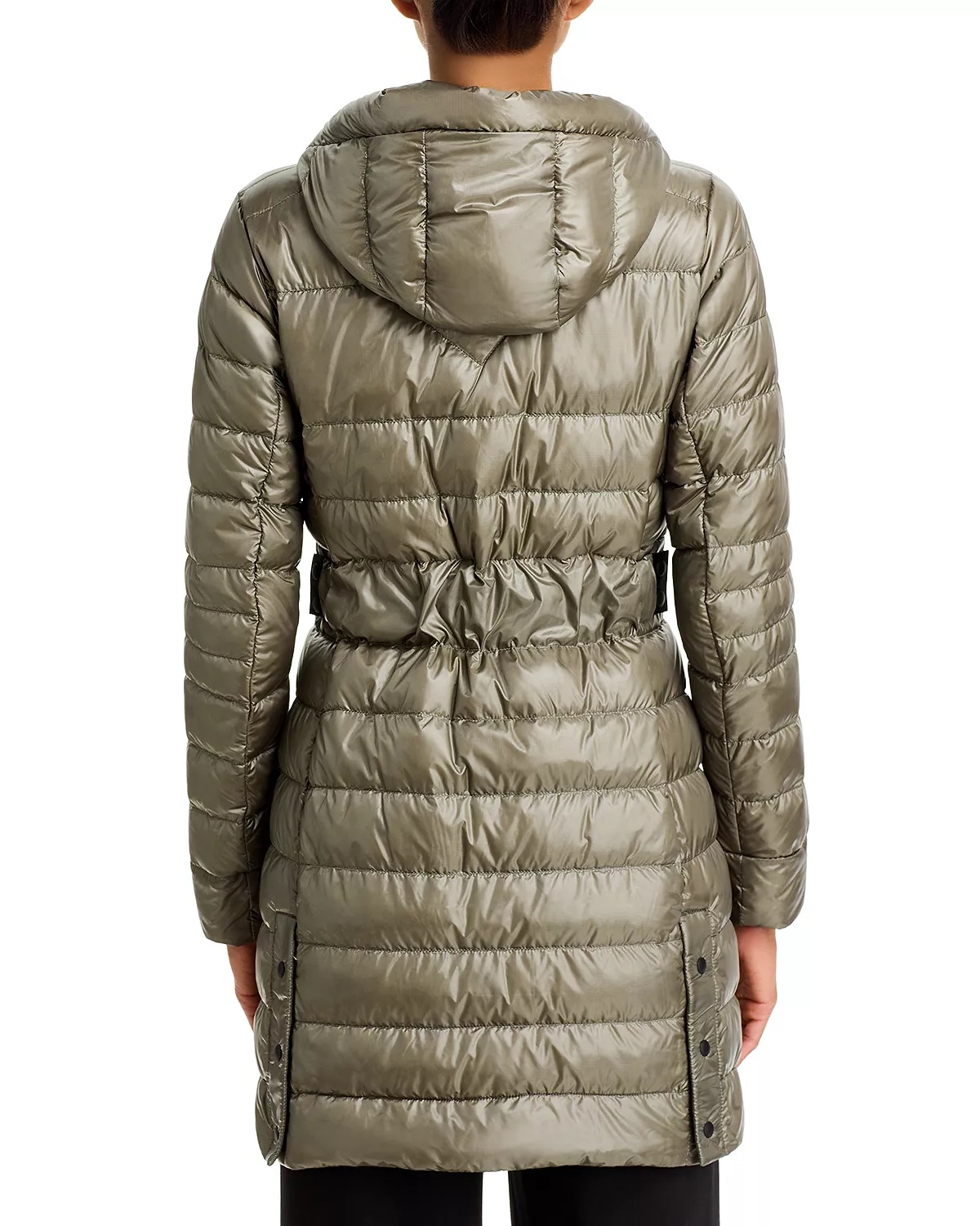 Cypress Hooded Mid-Length Down Coat with Black Disc - 3