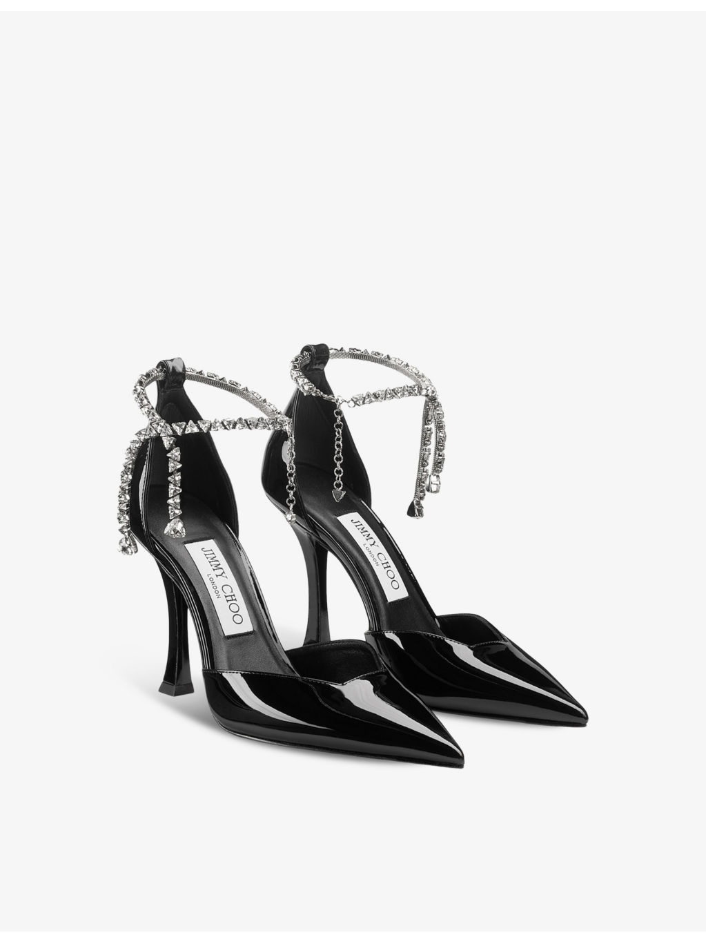 Stevie 100 crystal-embellished patent-leather heeled courts - 3