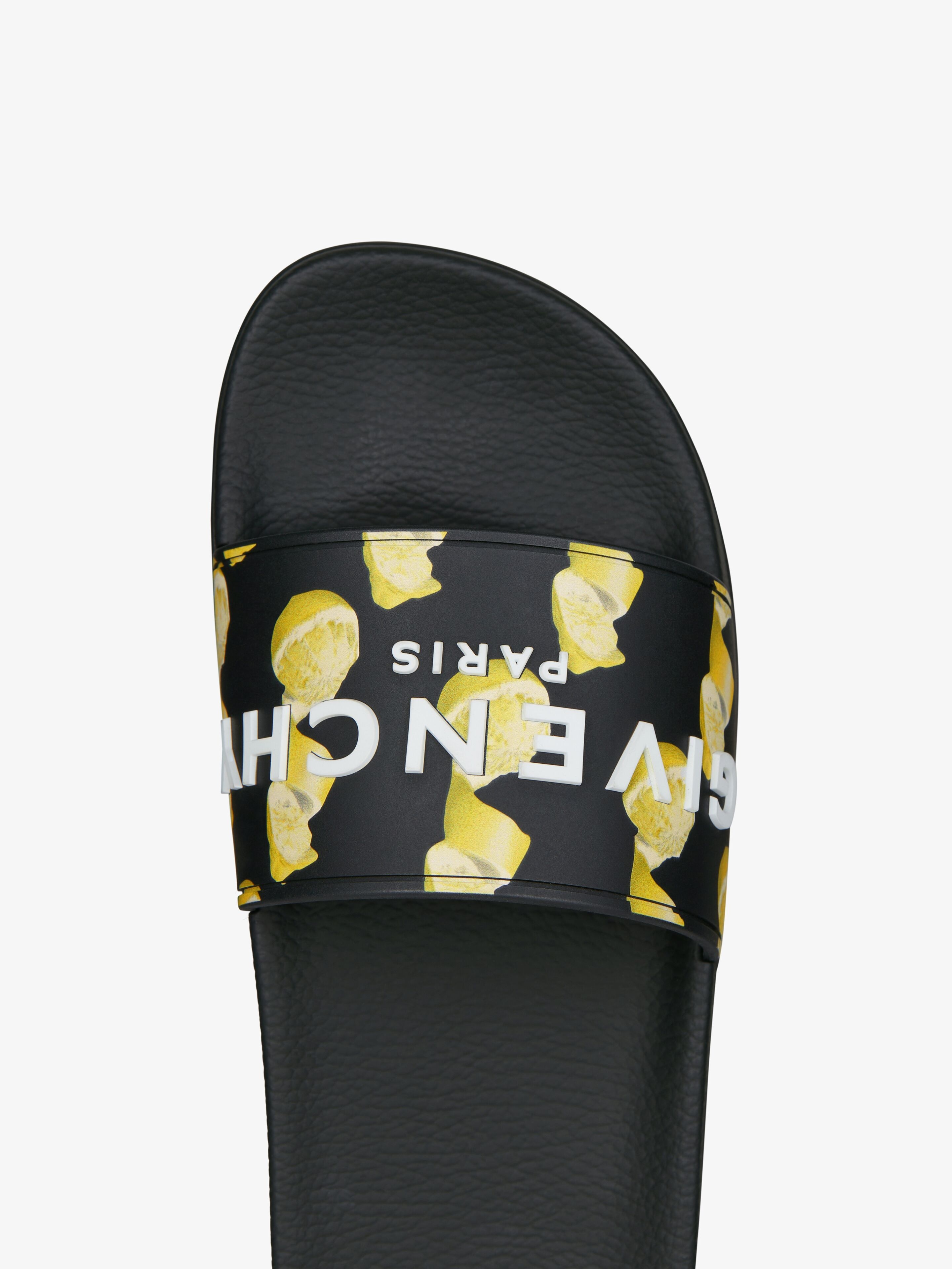 SLIDE FLAT SANDALS IN RUBBER WITH LEMONS PRINT - 6