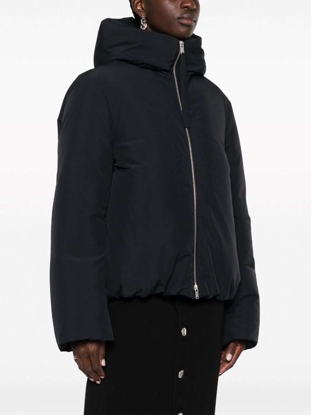 hooded feather-down jacket - 3